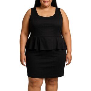 American City Wear Plus Size 3X Dress Black Peplum Sleeveless Back Zip